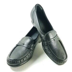 SAS Wedge Slip On Loafers Women's Size 7 Narrow Black Leather